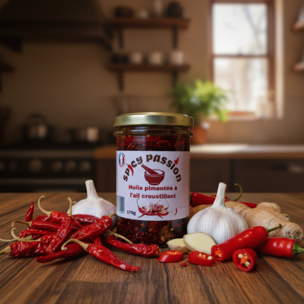 Huile pimentée à l'ail croustillant. 170g